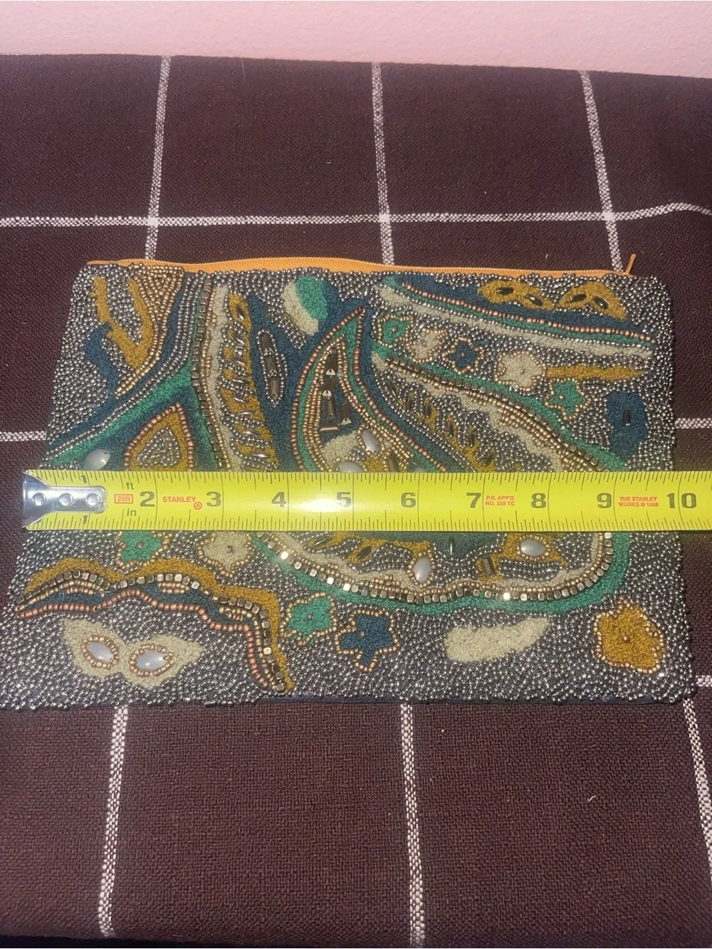 Beaded Rhinestone Embellished Zip Pouch Clutch Club Made in India